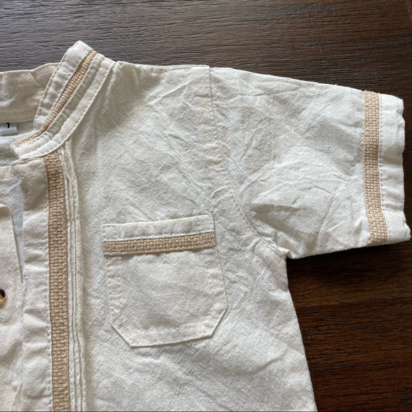 Beige button down guayabera 12 months - Picture 4 of 5